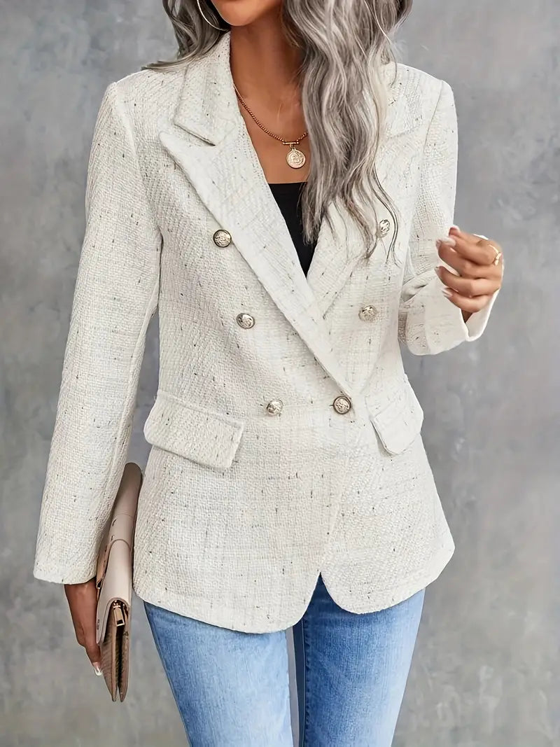 Damen-Blazer mit Doppelreihe und Strukturiertem Stoff