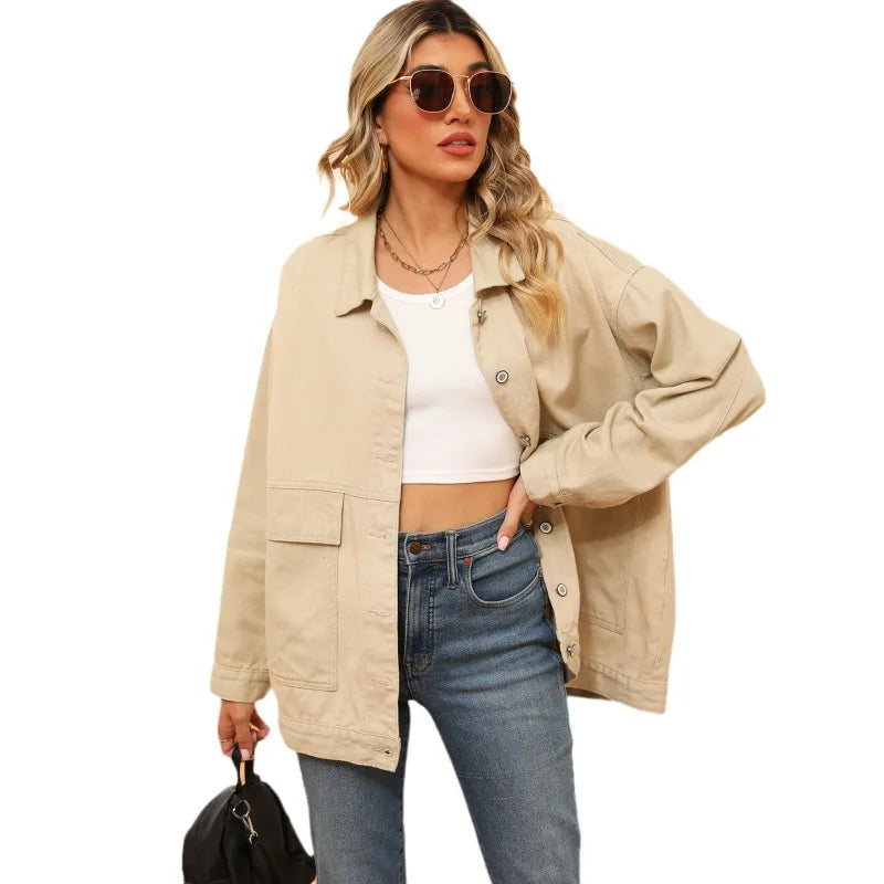 Ciara - Stilvoller Klassischer Denim Mantel im Herbst für Damen