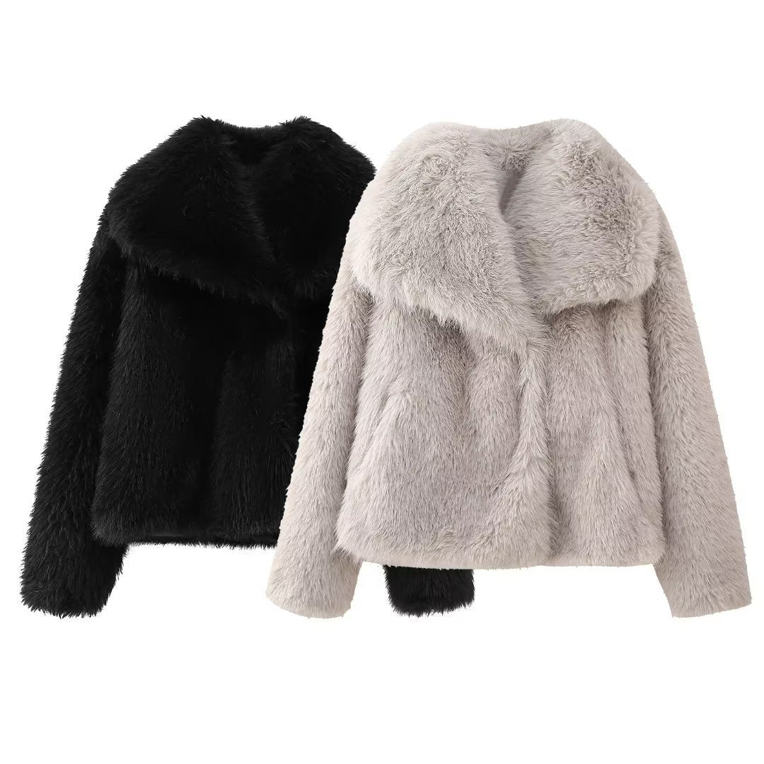 Anja - Stilvoller Flauschiger Wintermantel für Damen