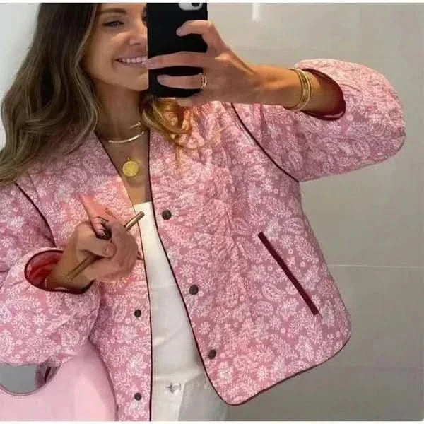 Conwenna | Warme, gesteppte Jacke mit Blumenmuster für Frauen