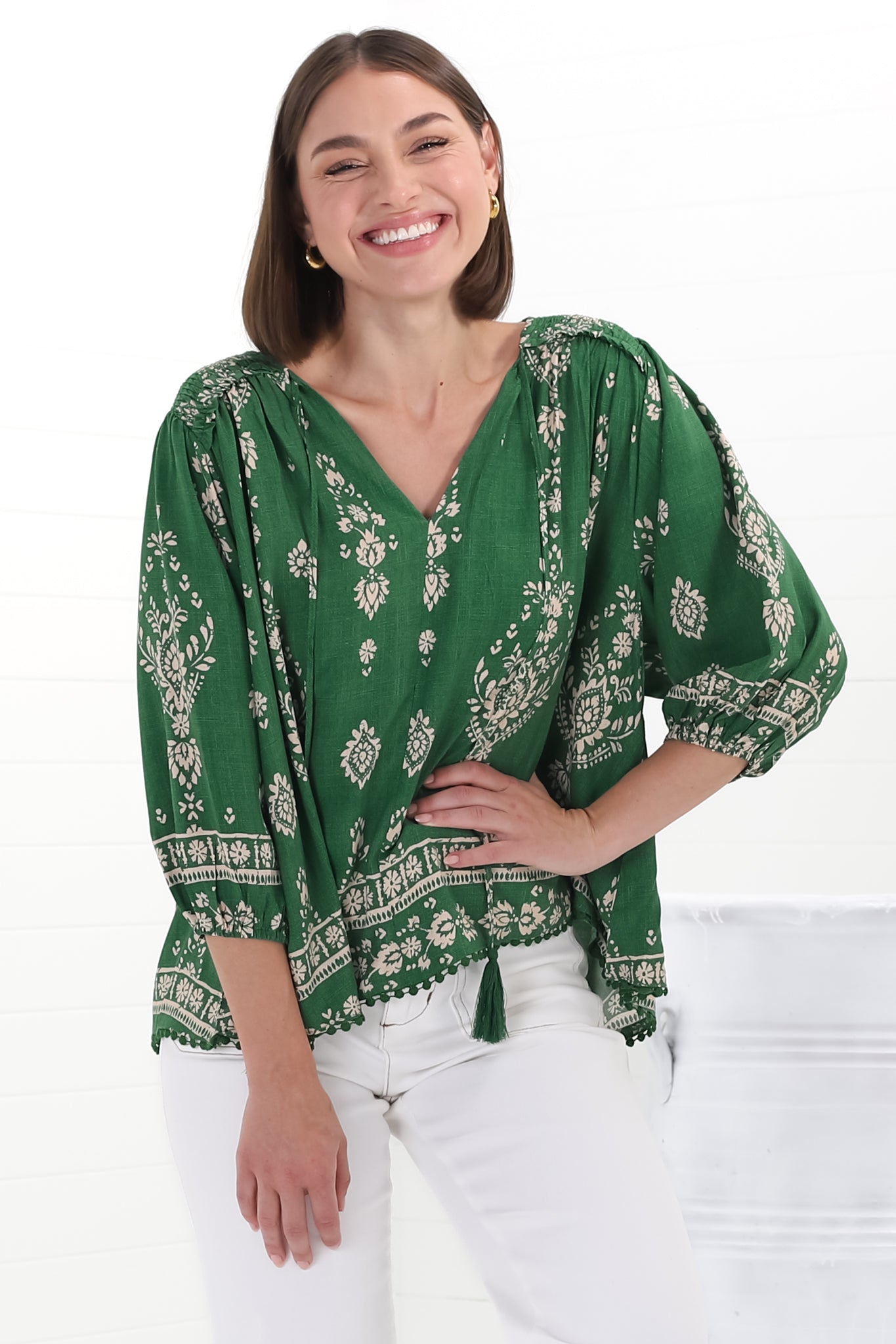Queniva | Boho Blusentop mit Print