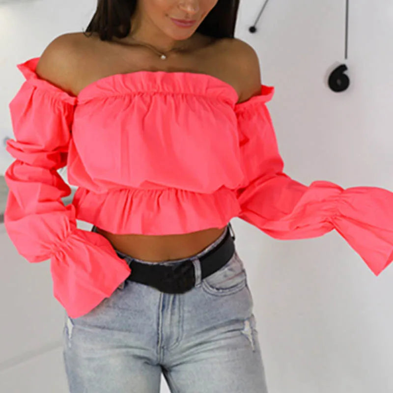 Sigrid - Schulterfreie Crop Top
