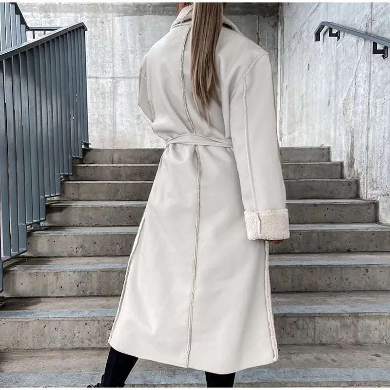 Lian - Eleganter und Warmer Winter-Leder-Mantel mit Pelz für Damen