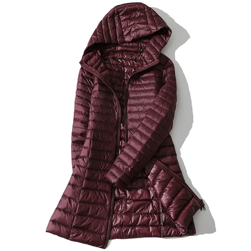Eva - Lange Wattierte Damenjacke für Herbst und Winter