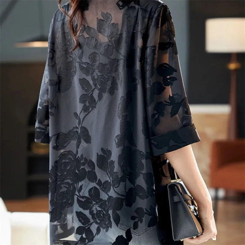 Azure– Vintage Jacquard-Jacke für Damen im Frühling und Sommer