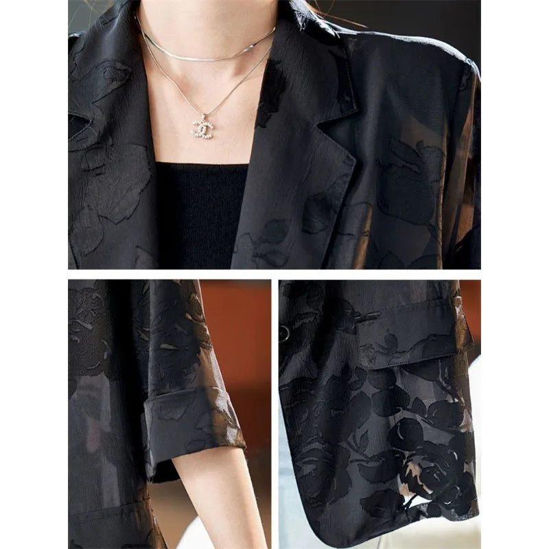 Azure– Vintage Jacquard-Jacke für Damen im Frühling und Sommer