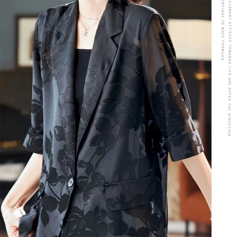 Azure– Vintage Jacquard-Jacke für Damen im Frühling und Sommer