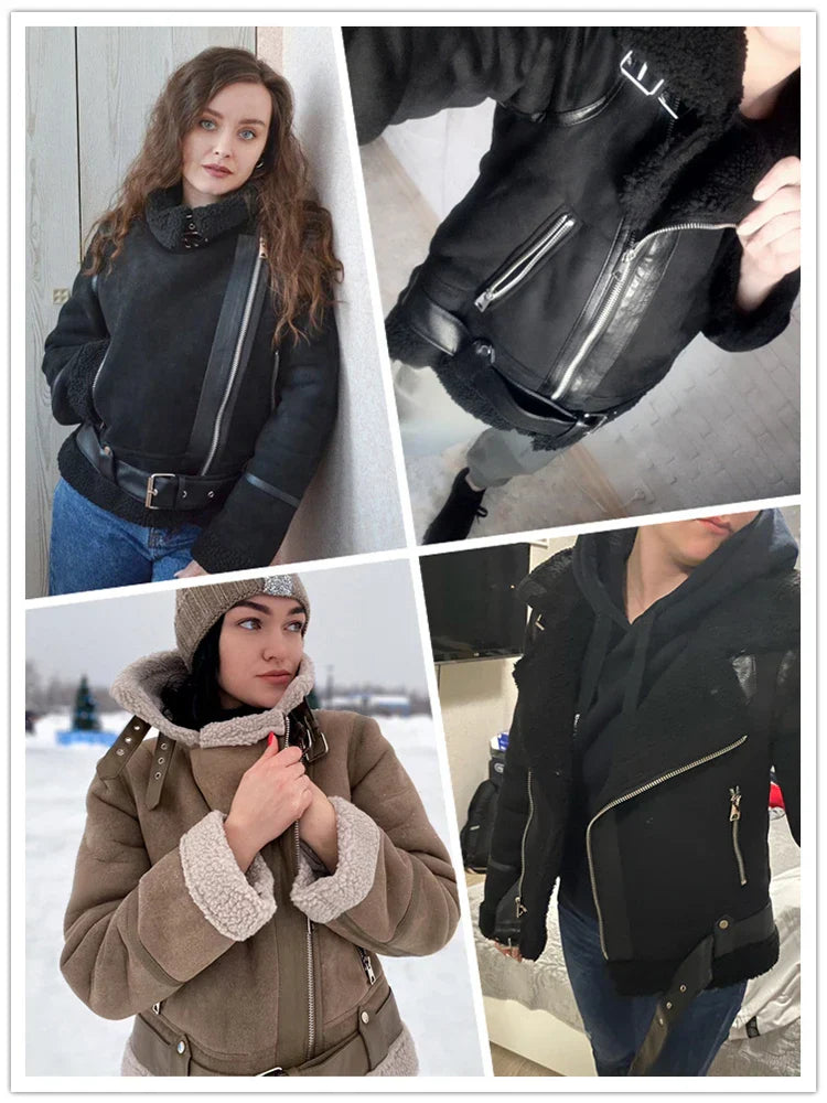 Anna - Dicke warme Wildlederjacke