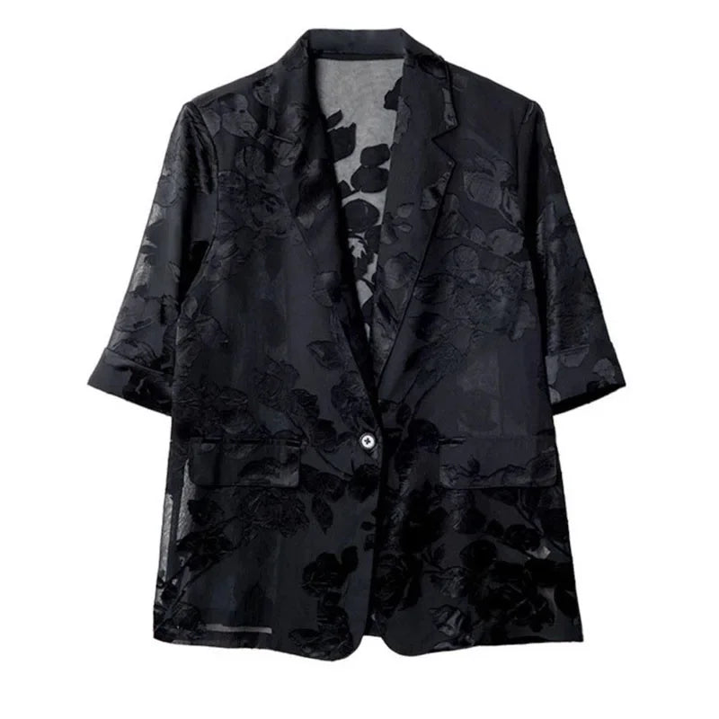 Azure– Vintage Jacquard-Jacke für Damen im Frühling und Sommer