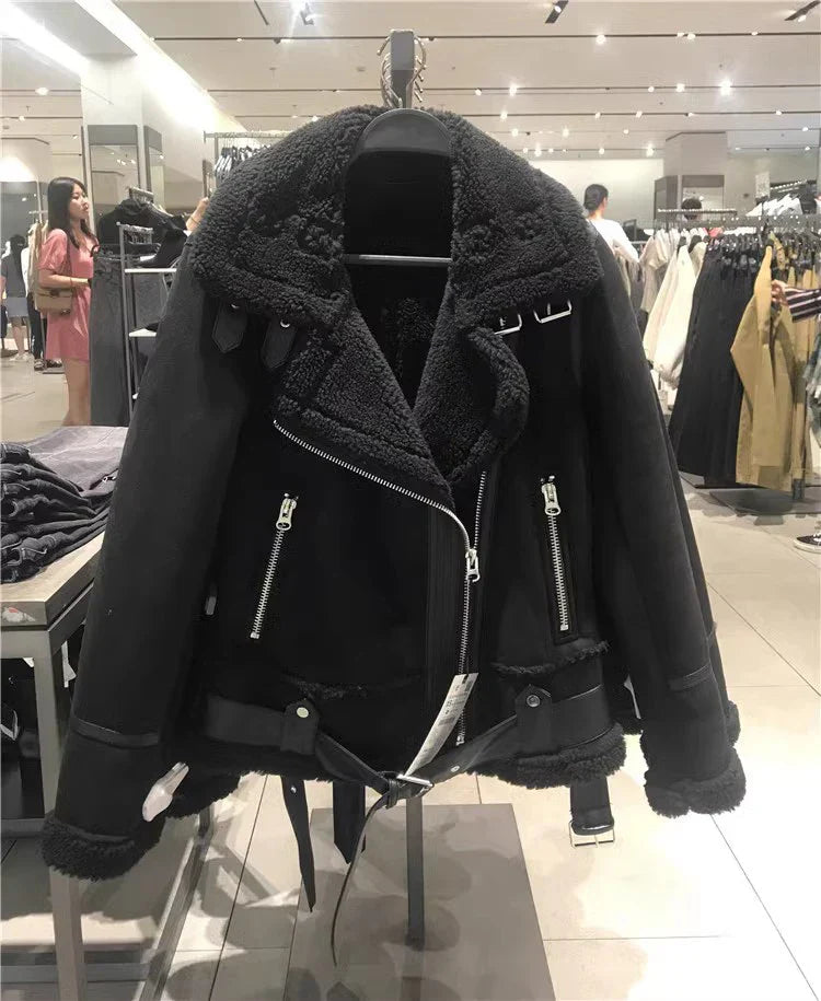 Anna - Dicke warme Wildlederjacke