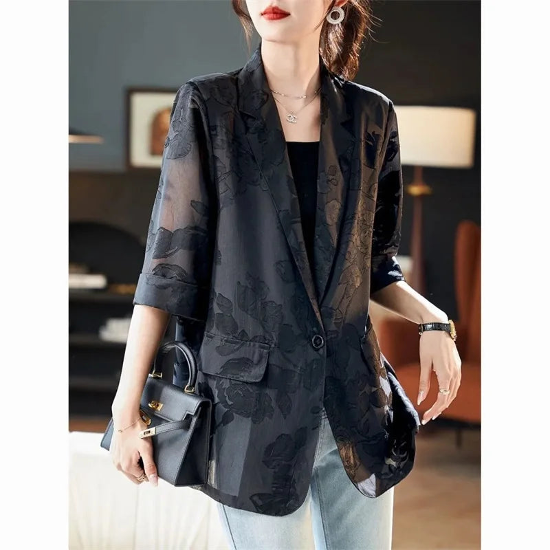 Azure– Vintage Jacquard-Jacke für Damen im Frühling und Sommer