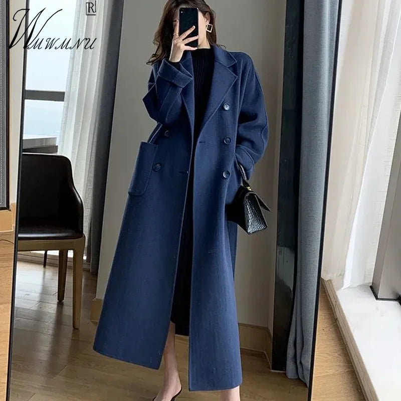 Stephanie– Eleganter langer Wintermantel aus Wolle