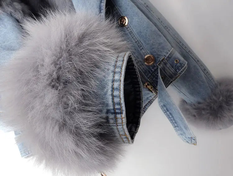 Jacklyn - Elegante Jeansjacke mit Kunstfell für Damen