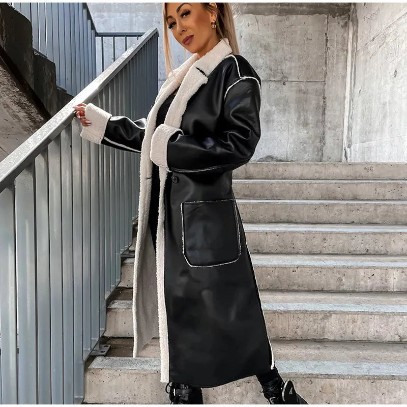 Lian - Eleganter und Warmer Winter-Leder-Mantel mit Pelz für Damen