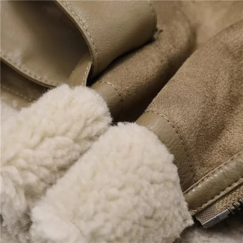 Anna - Dicke warme Wildlederjacke