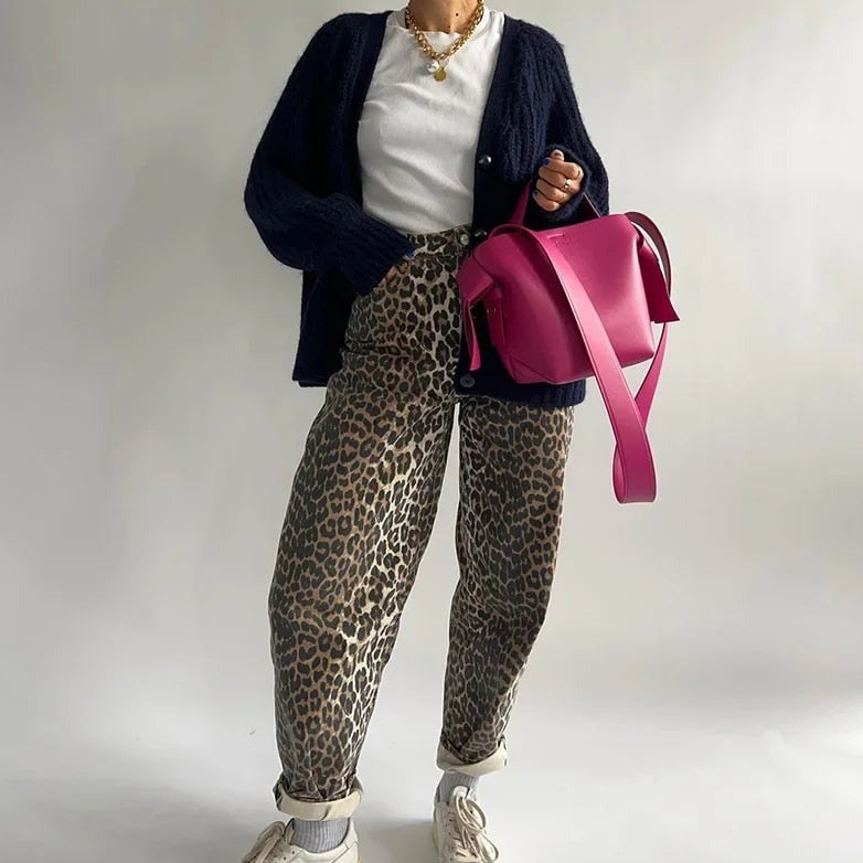 Leopardenmuster-Hose für Damen