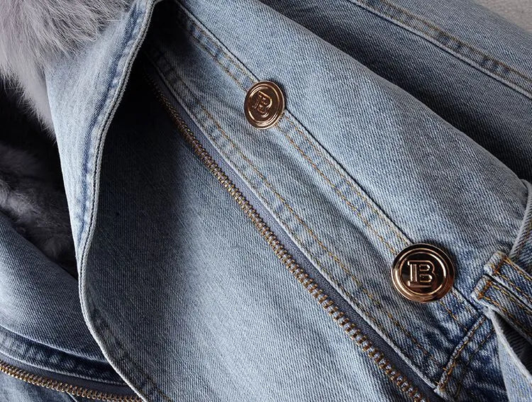 Jacklyn - Elegante Jeansjacke mit Kunstfell für Damen