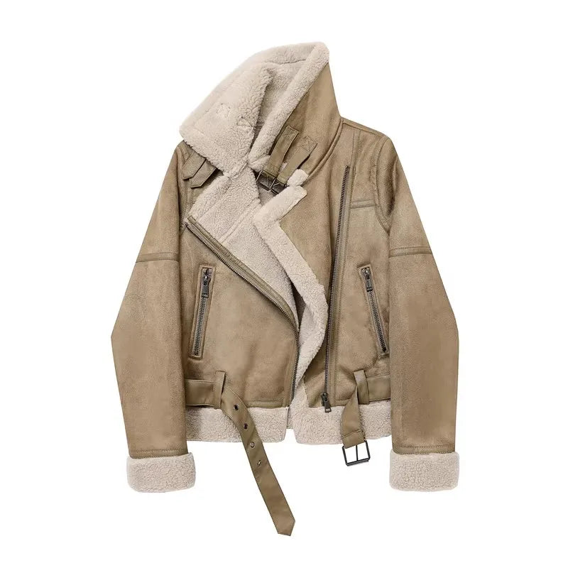 Anna - Dicke warme Wildlederjacke