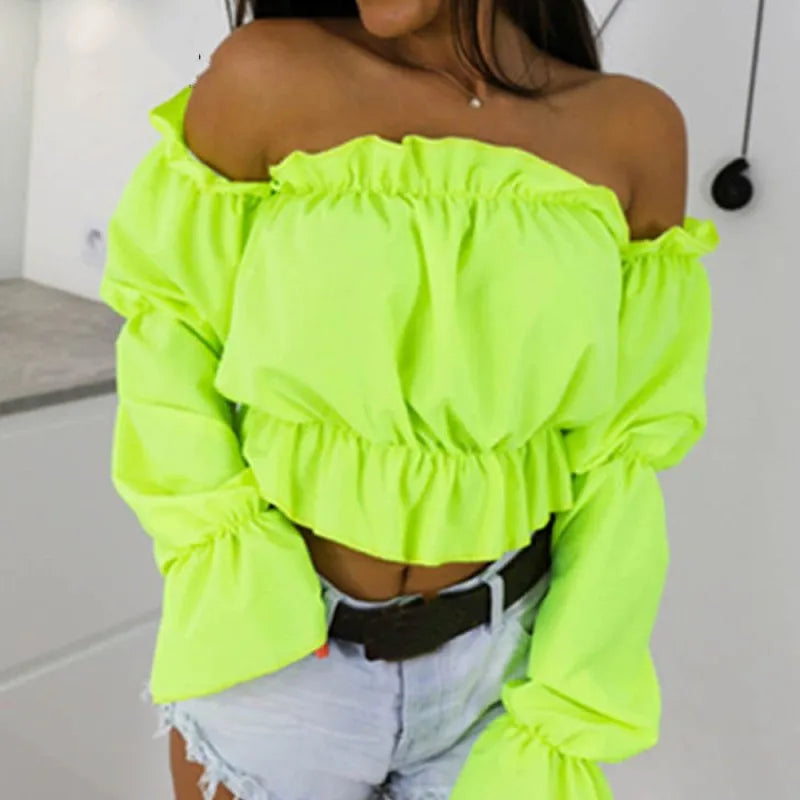 Sigrid - Schulterfreie Crop Top