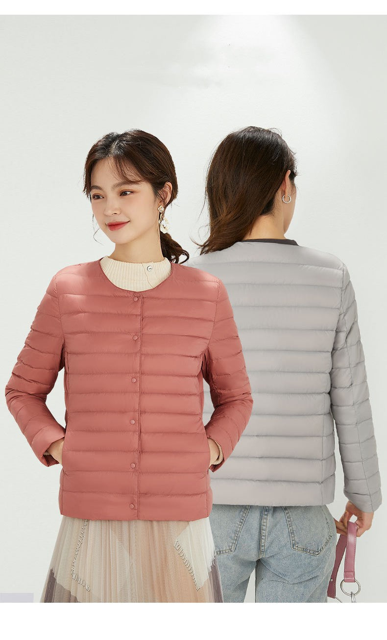 Cornelia - Entendaunenjacke mit Rundhalsausschnitt und Taschen für Frauen