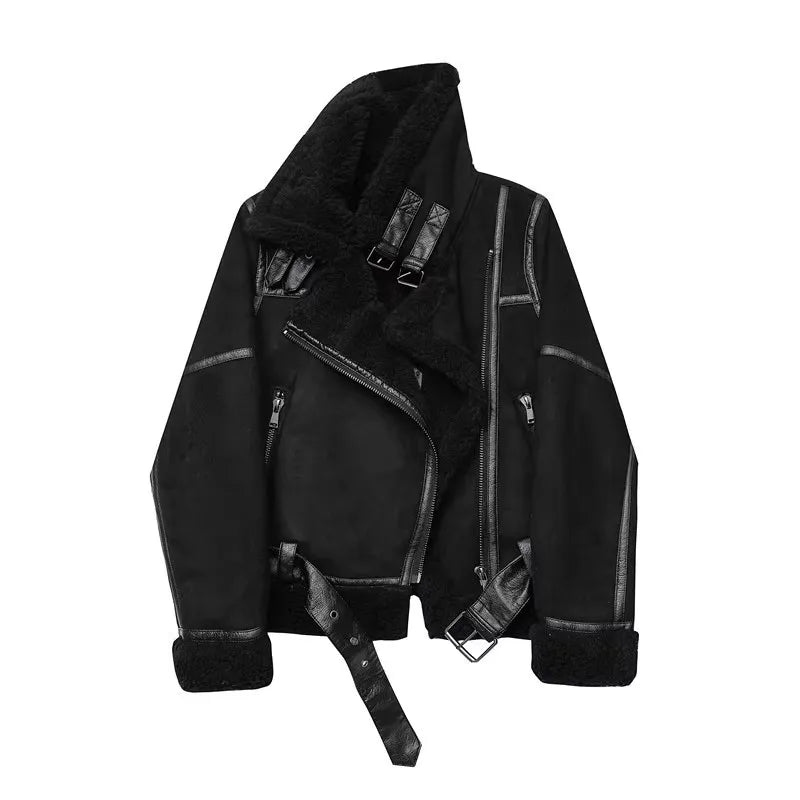 Anna - Dicke warme Wildlederjacke