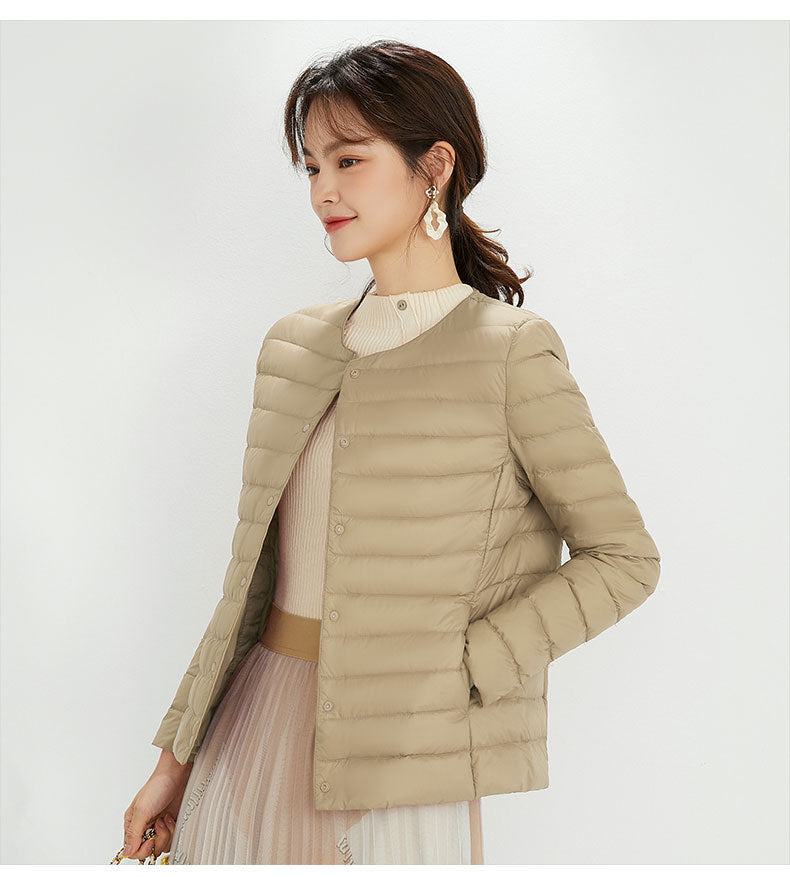 Cornelia - Entendaunenjacke mit Rundhalsausschnitt und Taschen für Frauen
