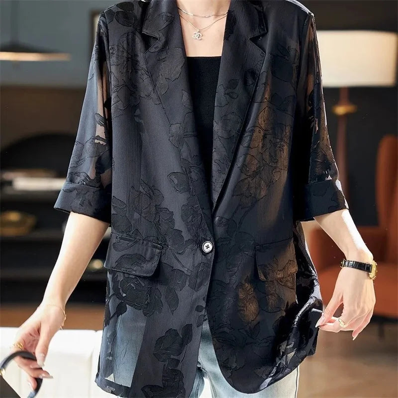 Azure– Vintage Jacquard-Jacke für Damen im Frühling und Sommer
