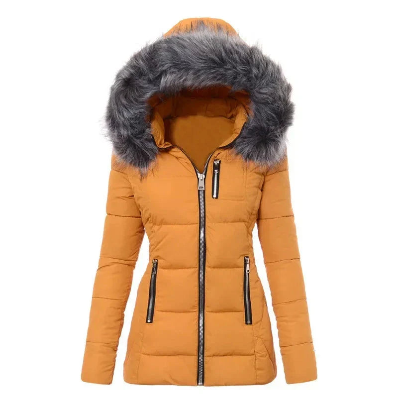 Macy | Damen Winterjacke mit abnehmbarer Kunstfellkapuze