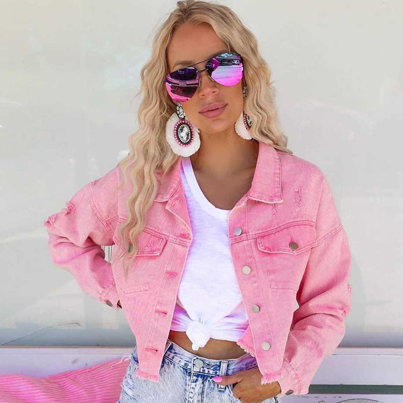 Cheska - Stilvolle Herbst Jeansjacke mit Fransen für Frauen