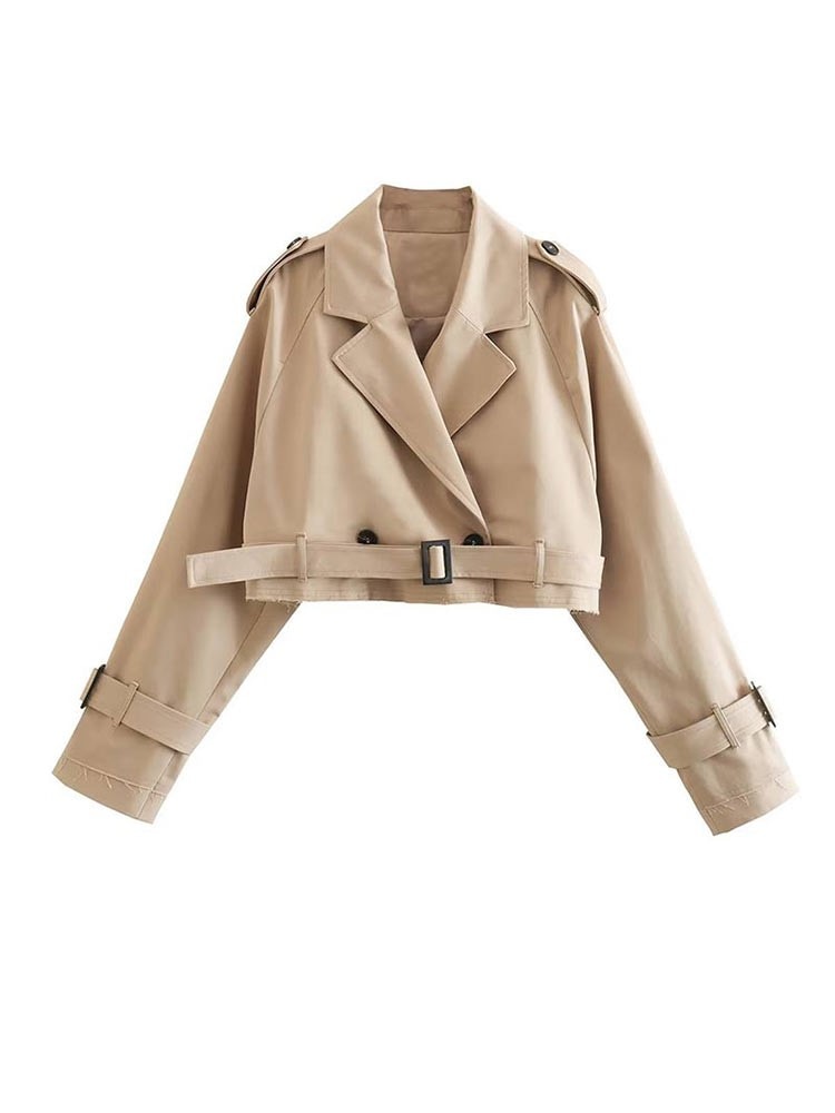 Carly - Stylischer und Bequemer Kurz Beiger Trenchcoat für Damen im Herbst