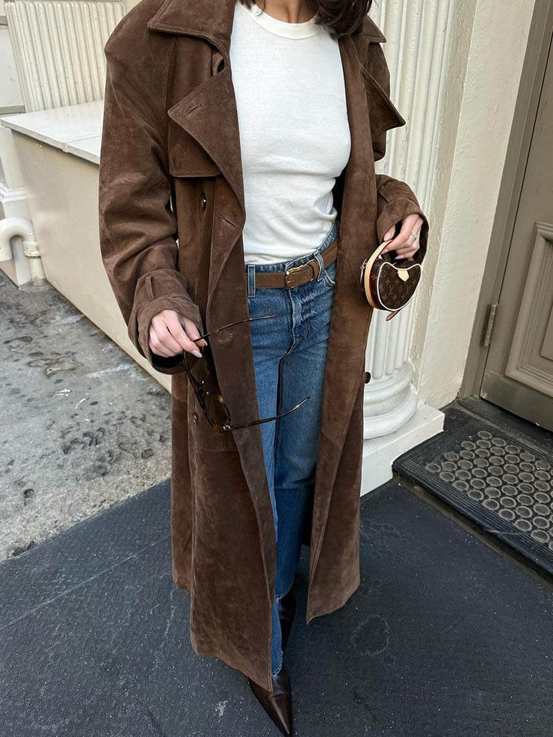 Briseis | Bequemer Trenchcoat aus Wildleder für Frauen