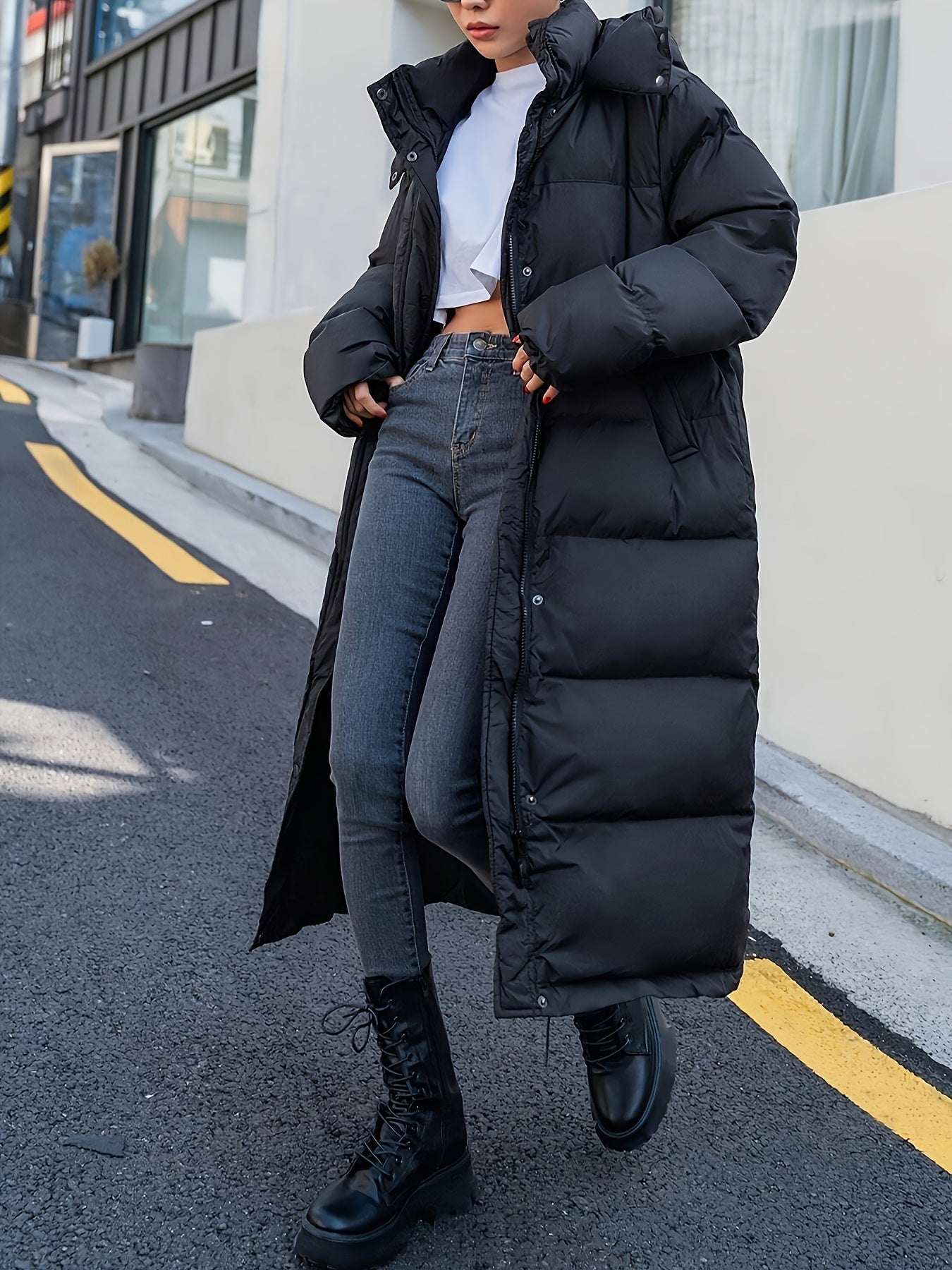 Gertruda | Lässige lange Puffer-Winterjacke mit Kapuze für Frauen