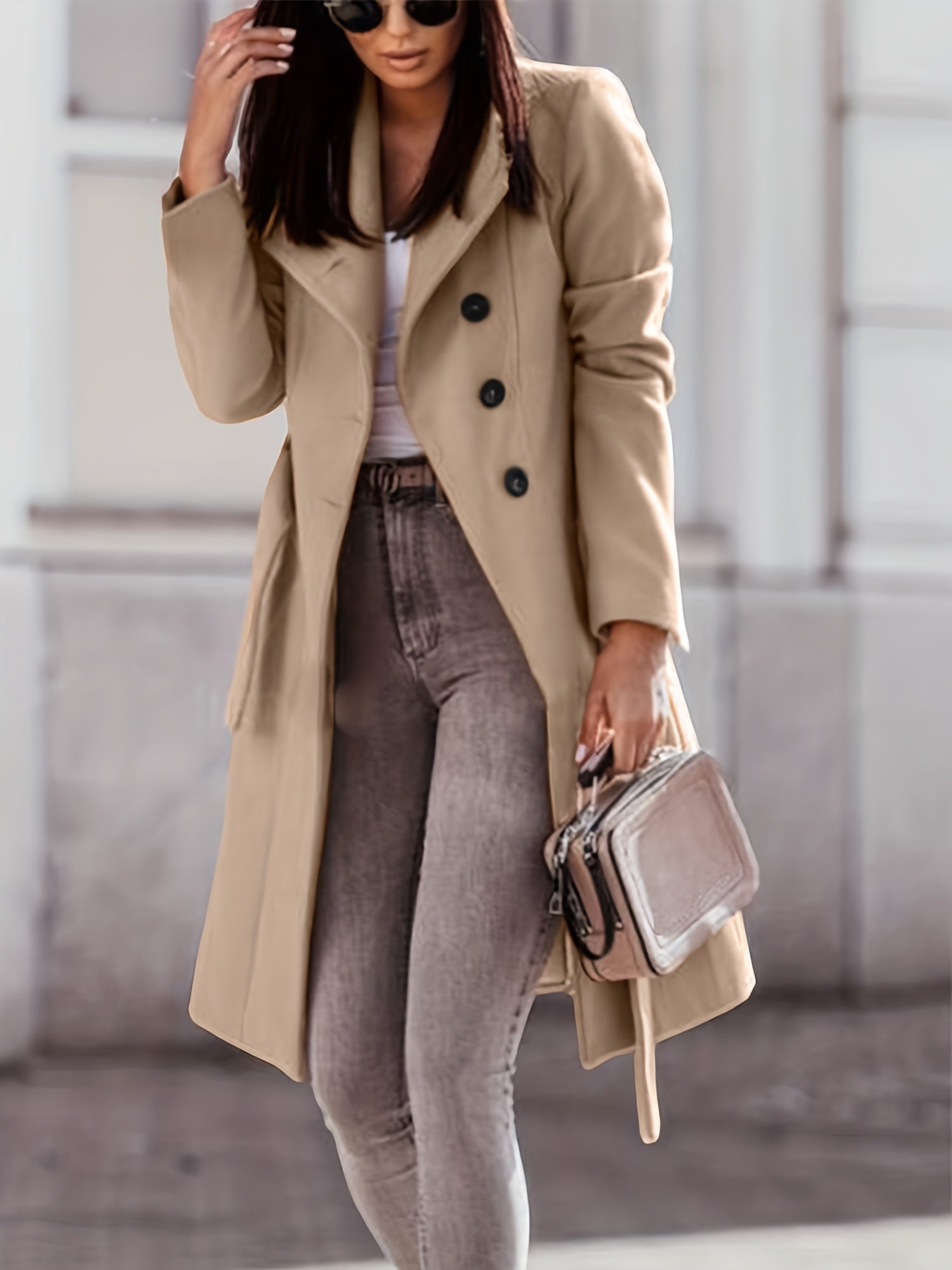 Elsa – Trendiger und Schicker Khaki Trenchcoat mit Knopfverschluss für Damen