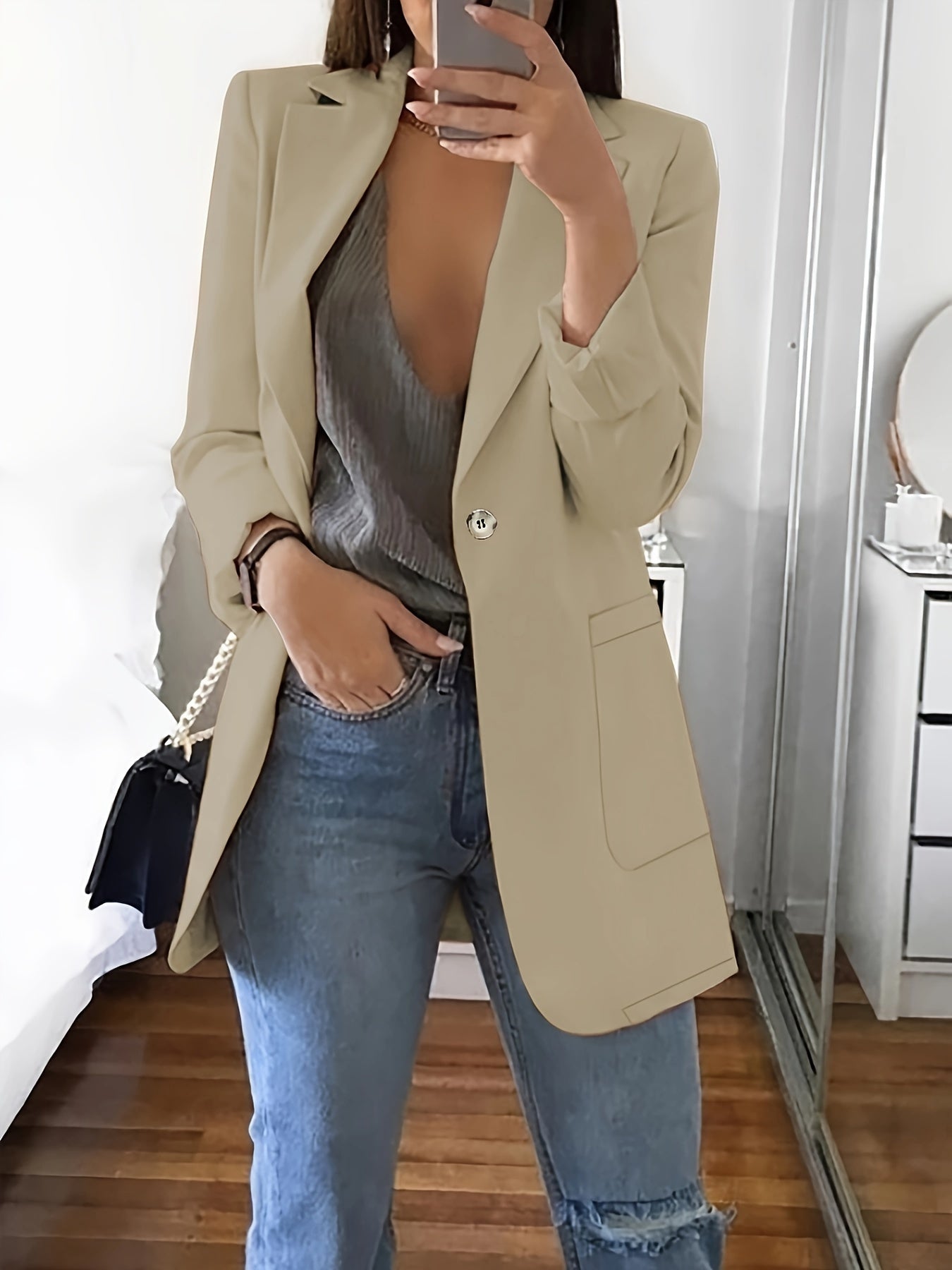 Eleganter Business Longblazer mit Knopfleiste für Damen | Chic & Ideal für alle Jahreszeiten