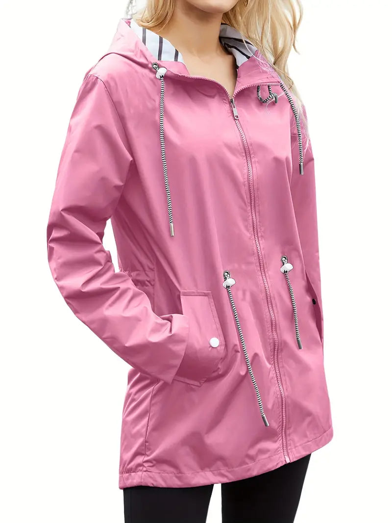 Stylische Wasserdichte Regenjacke mit Kapuze und Taschen für Damen | Ideal für den Winter