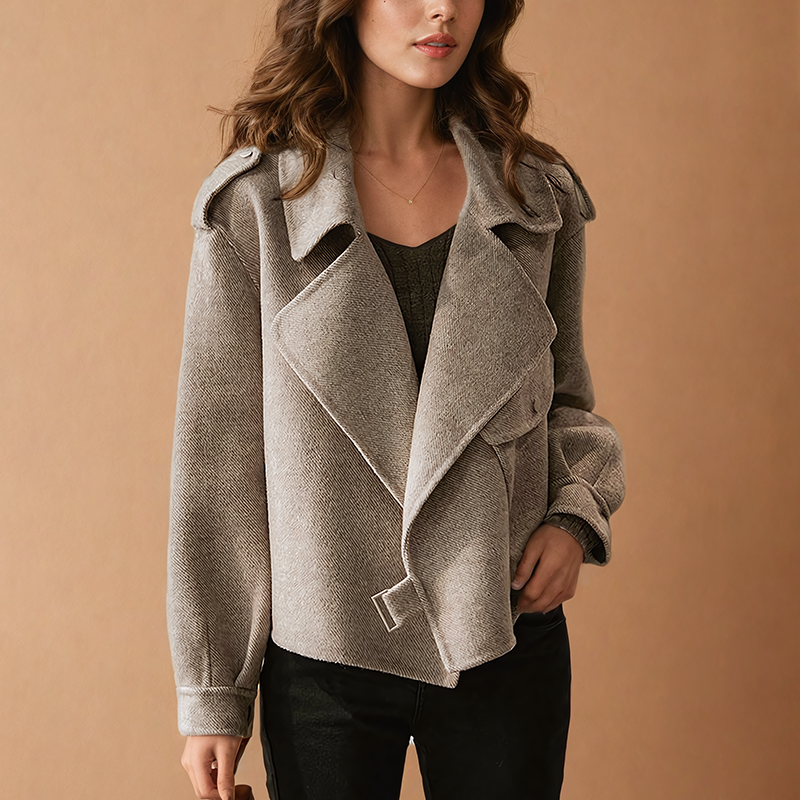 Olive - Eleganter Vintage Winter-Wollmantel für Damen