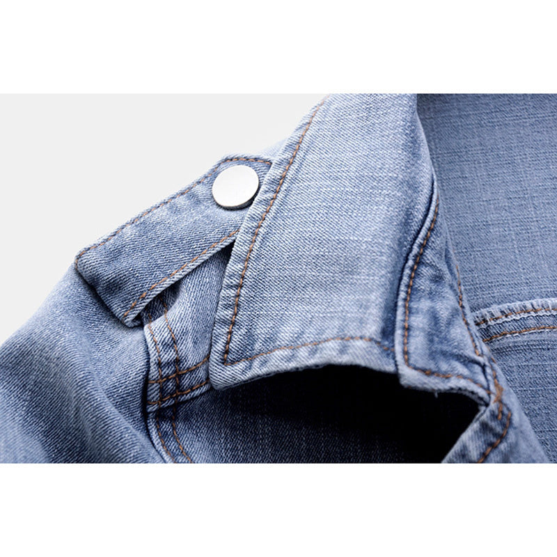 Damen Cropped Jeansjacke mit Reißverschluss