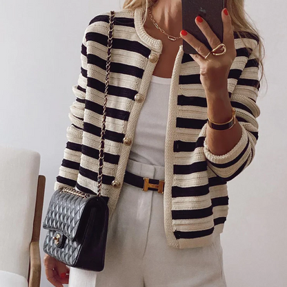 Ava - Elegantes Gestreiftes Cardigan mit Langen Ärmeln
