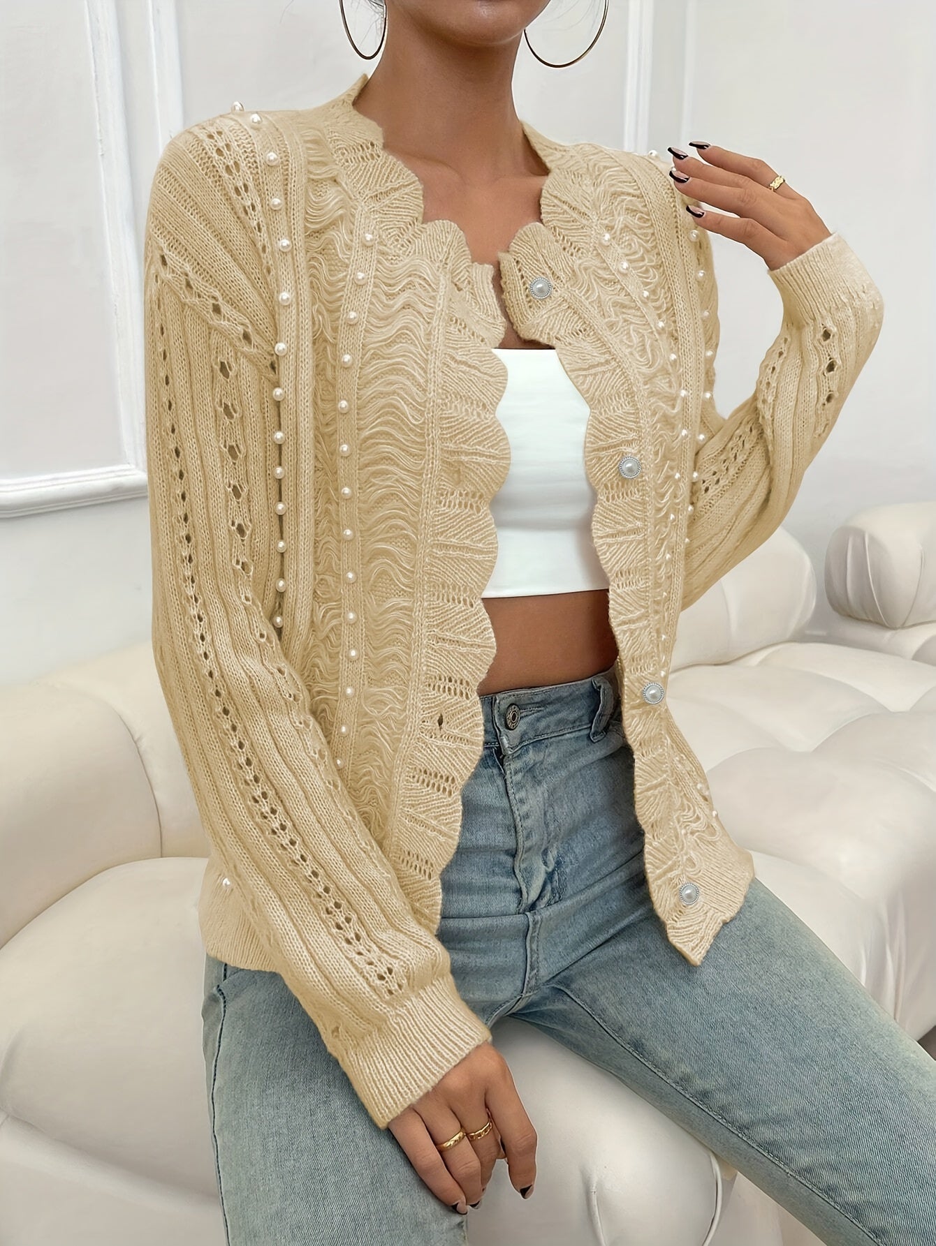 Cynthia – Gemütliche und Schicke Weiche Strickjacke mit Knopfverschluss für Damen