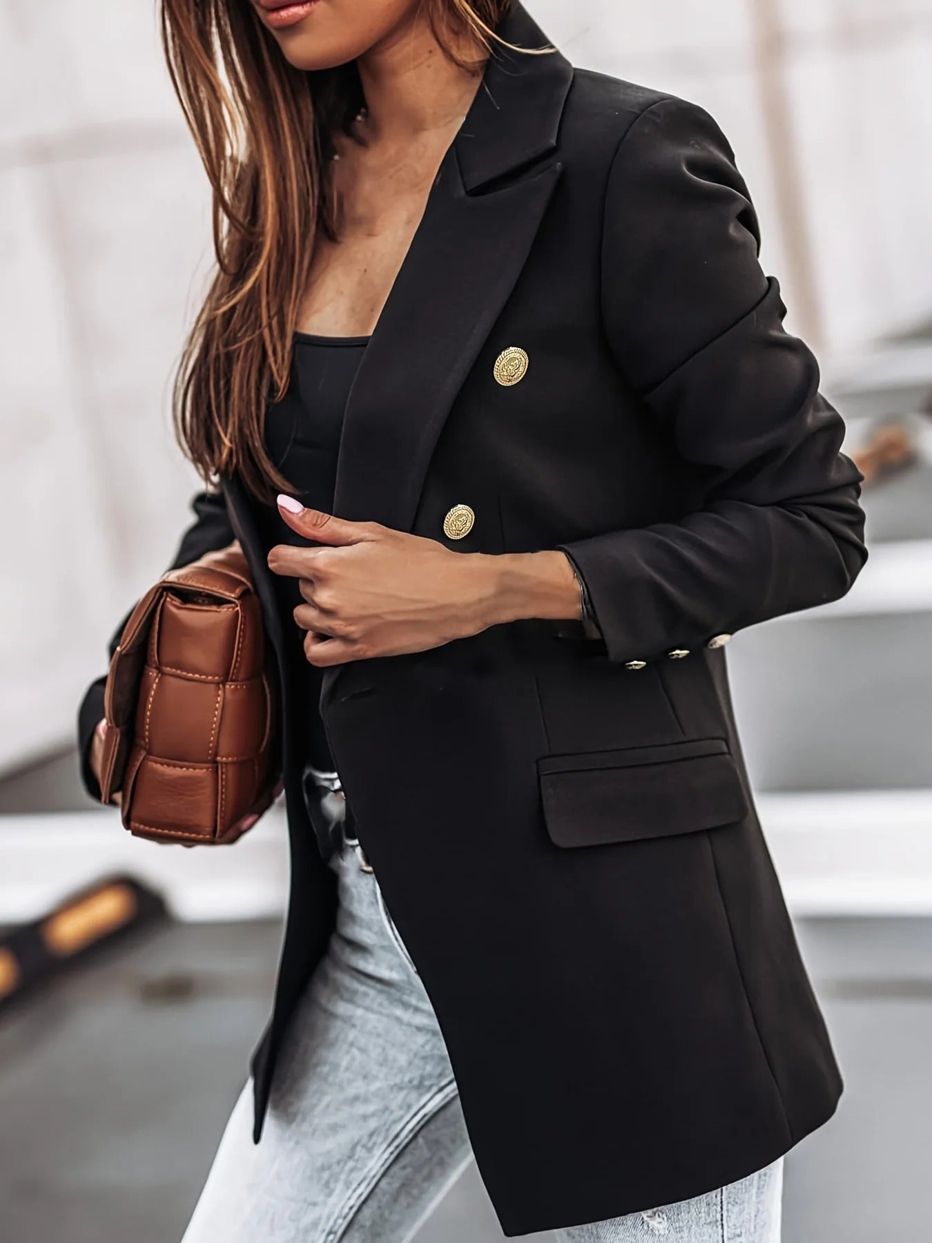 Eleganter Langer Doppelreihiger Business Longblazer für Damen | Ideal für Alle Jahreszeiten