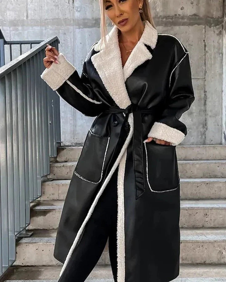 Lian - Eleganter und Warmer Winter-Leder-Mantel mit Pelz für Damen