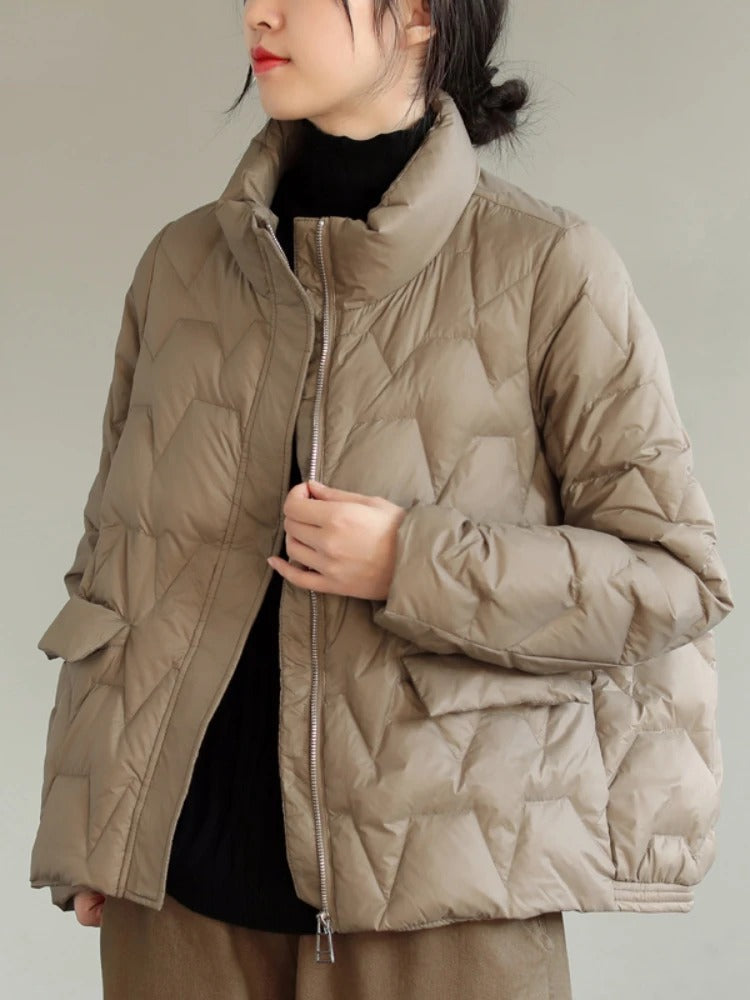 Olivia - Ultraleichte Wattierte Daunenjacke mit Stehkragen für Frauen