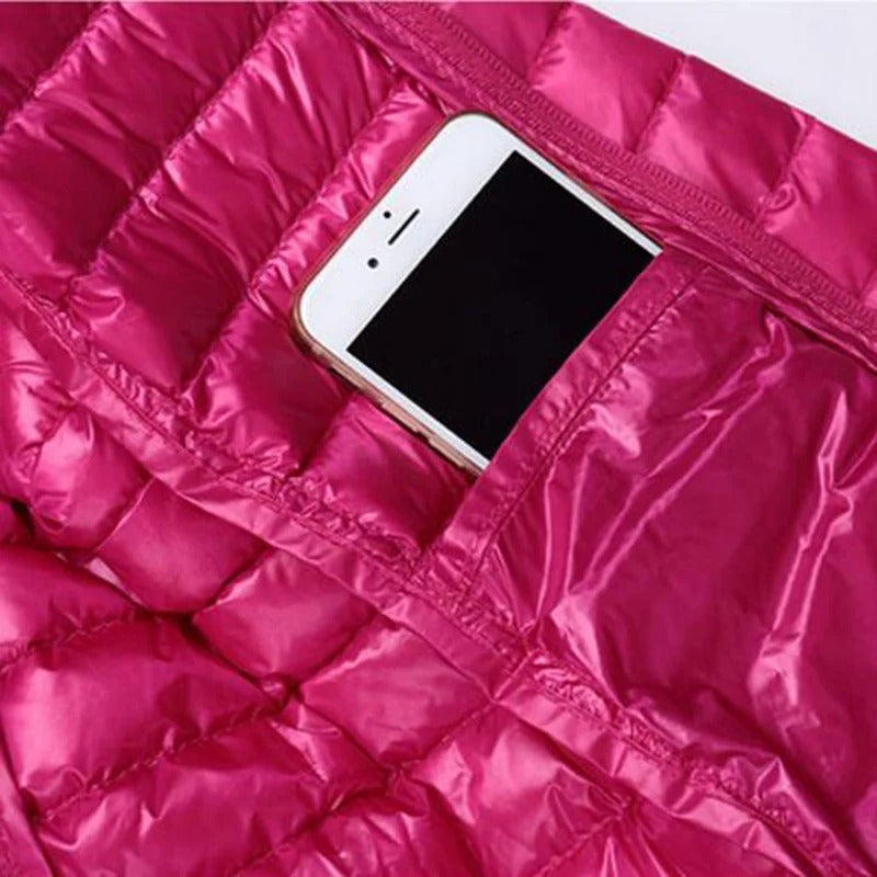 Tessa - Lange Entendaunen-Winterjacke mit Lockerer Passform und Kapuze für Frauen