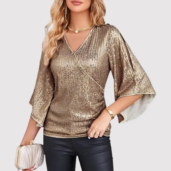 Caprice | Glitzertop mit Flatterärmeln