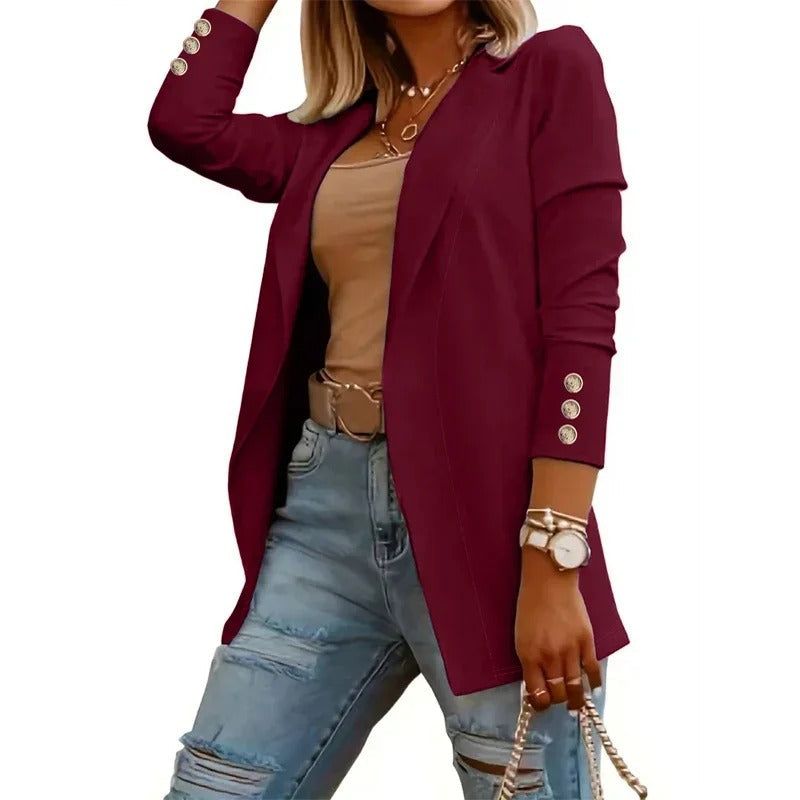Daisy-Bequeme Damen-Freizeitjacke mit Schwefelfarbenen Ärmeln