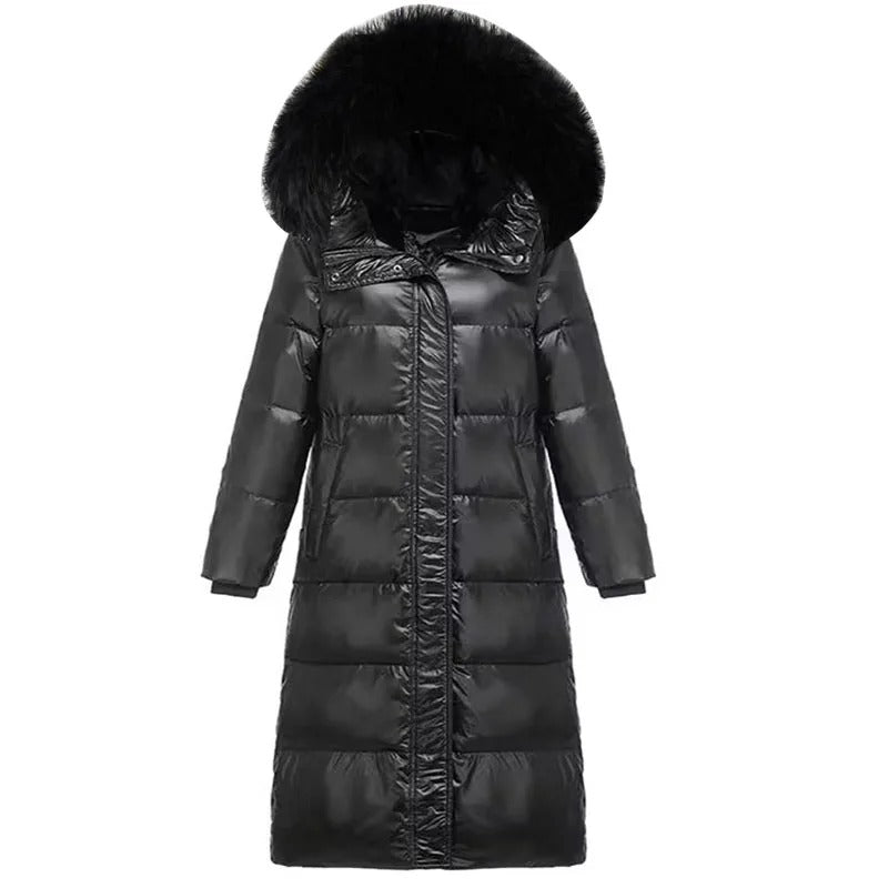 Sabrina – Langer Wintermantel mit Fellkapuze und isoliertem Design