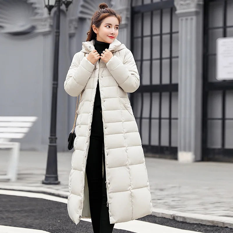 Pia - Lange Wattierte Winterjacke für Frauen