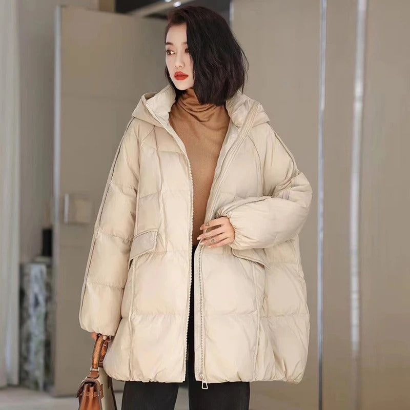 Conni - Oversized Entendaunen-Winterjacke mit Kapuze für Frauen