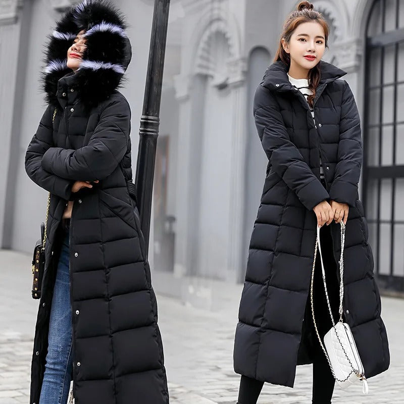 Pia - Lange Wattierte Winterjacke für Frauen