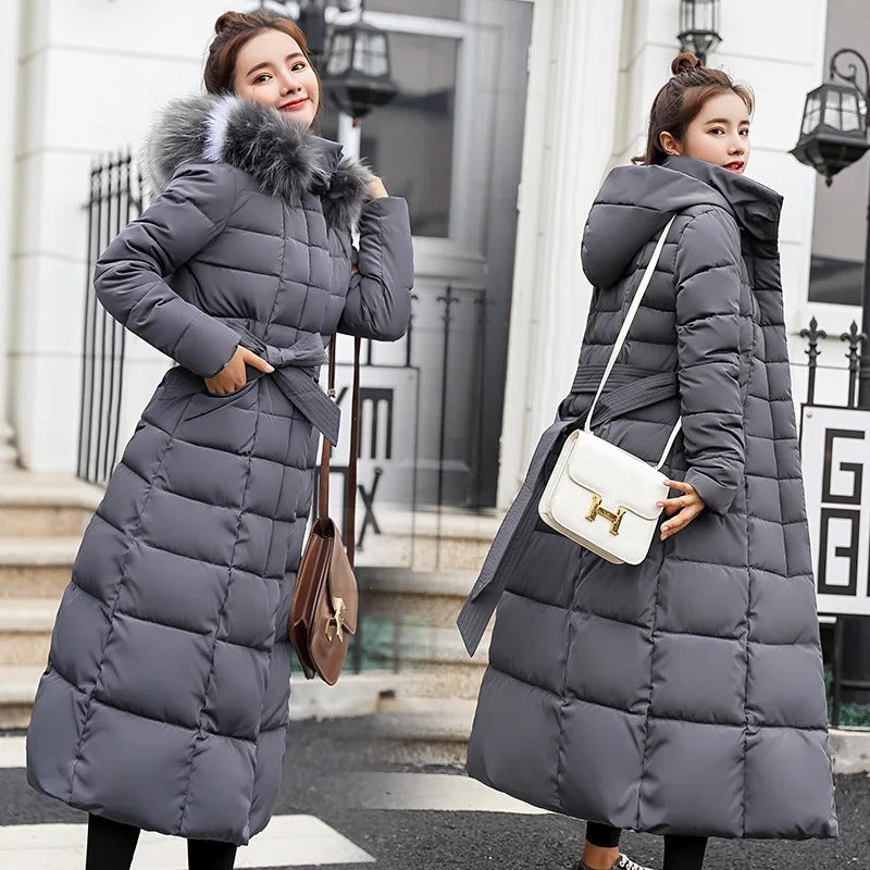 Pia - Lange Wattierte Winterjacke für Frauen